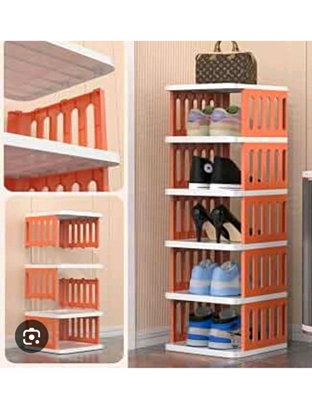 Foldable Plastic stackable Basket 7.5x10 each set, set of 8